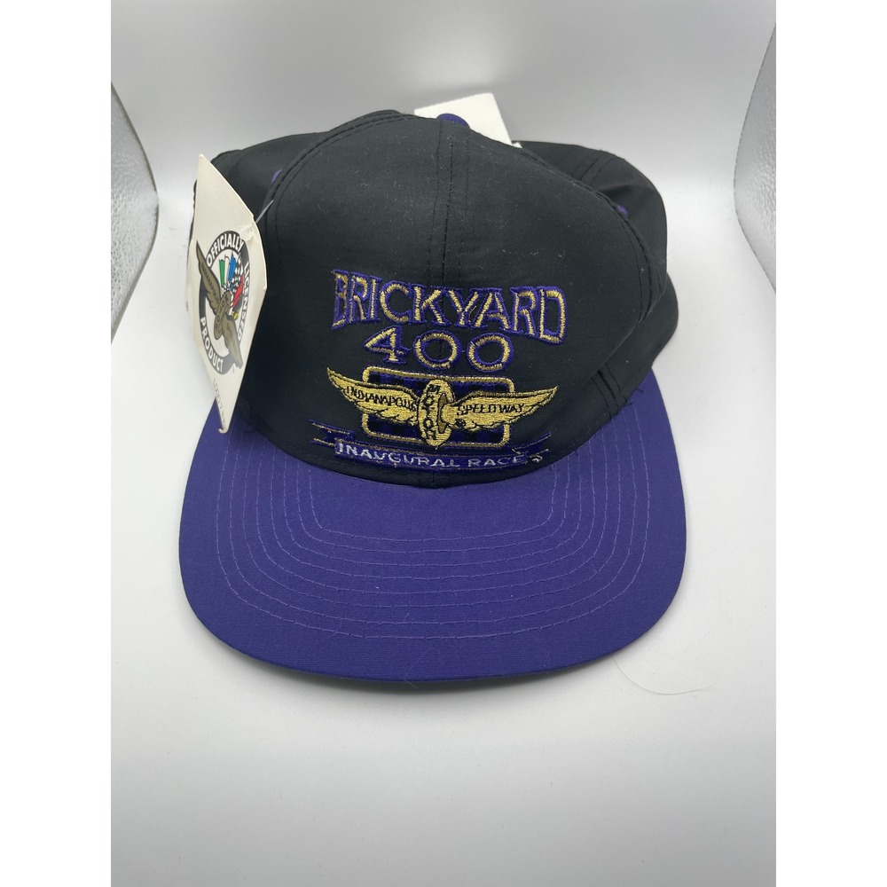 Vintage 1994 Brickyard 400 Inaugural Race Snapback Hat Black Purple Competition